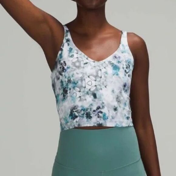 Lululemon Athletica Blue Kaleidofloral Align Cropped Align Tank Top - Picture 2 of 5